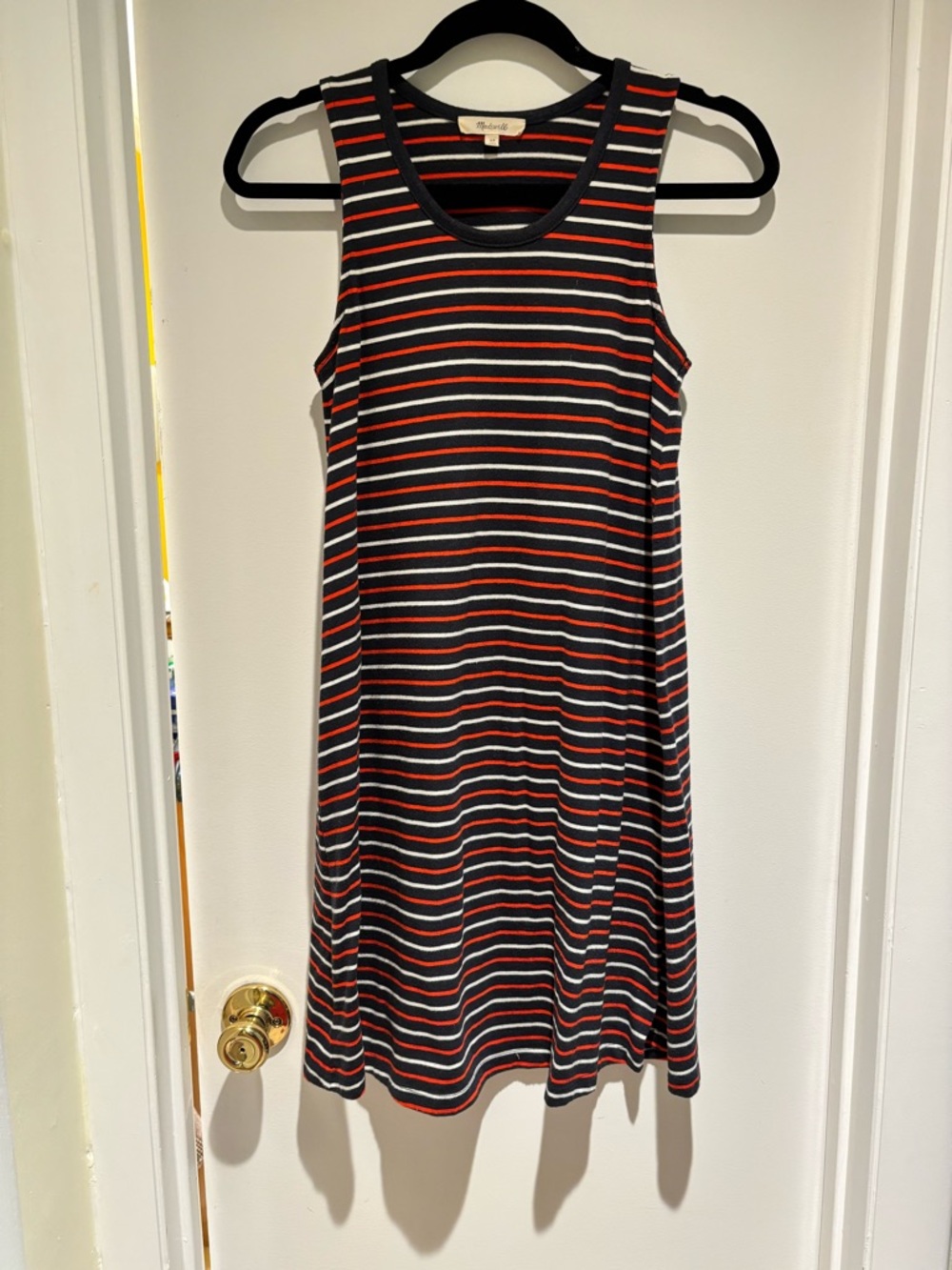 Madewell Black, Red & White Striped Sleeveless Dress Size XS